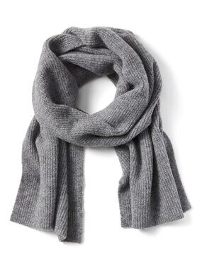 Ribbed Knit Blanket Scarf Medium Heather Gray